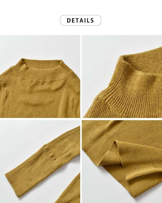 tumugu(ツムグ)コットンリブニットハイネックロングスリーブプルオーバーtk19329a