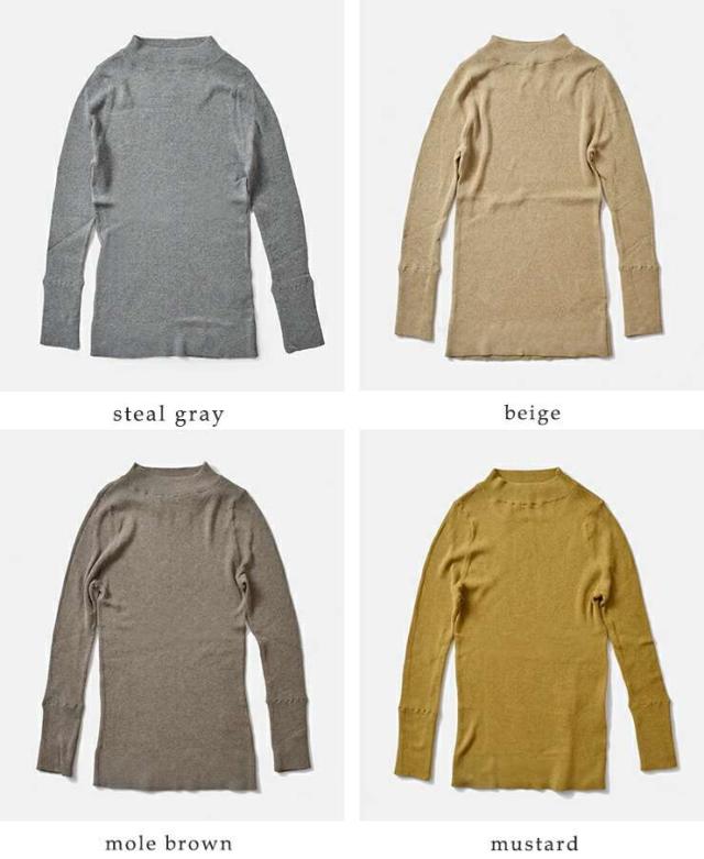 tumugu(ツムグ)コットンリブニットハイネックロングスリーブプルオーバーtk19329a