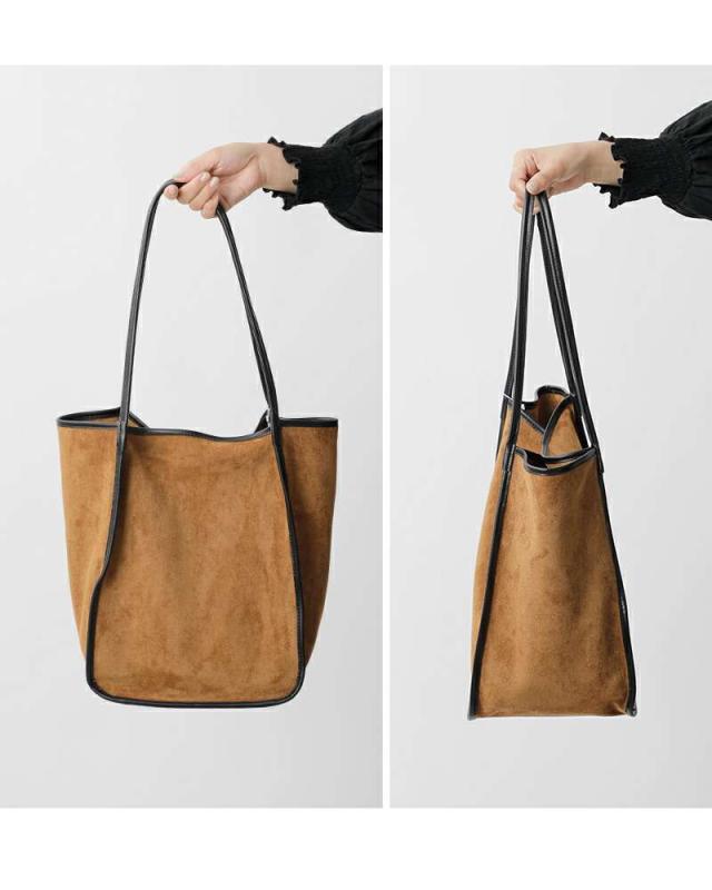 IOMMI(イオミ)シンセティックスエードパイピングハンドルインナーバッグ付きトートバッグzh-51008