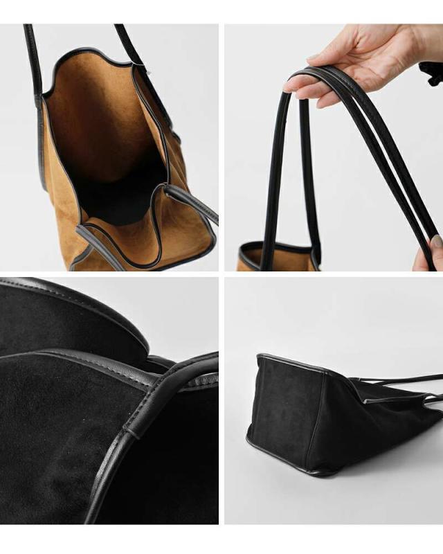 IOMMI(イオミ)シンセティックスエードパイピングハンドルインナーバッグ付きトートバッグzh-51008