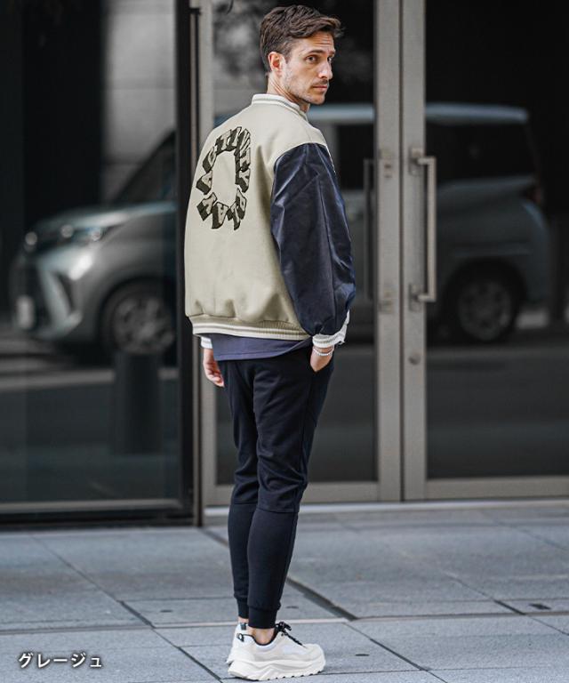 スタジャン メンズ おしゃれ メルトン 袖切り替え アウター メンズ