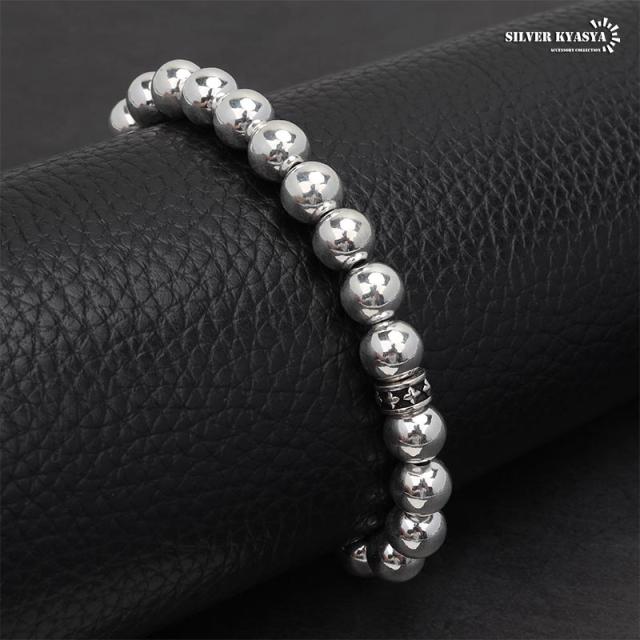 シルバー925 ボールチェーンブレスレット 太め 太幅 8mm