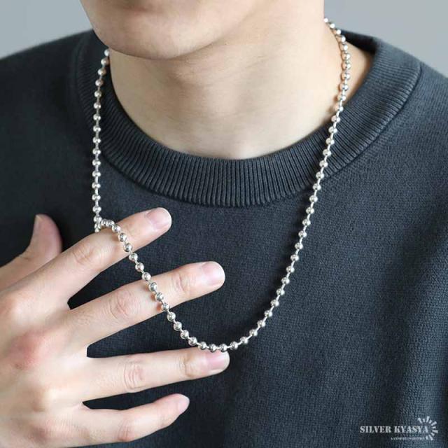 シルバー925 ボールチェーン ネックレス 幅5mm 60cm ネックレス  