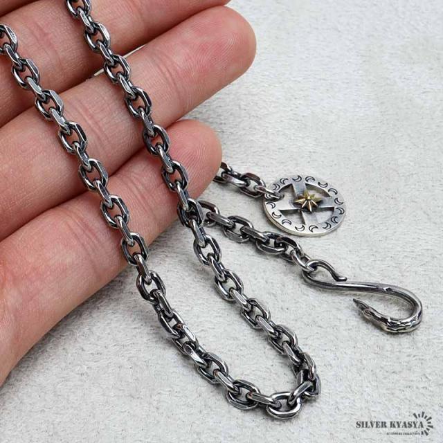 シルバー925 フェザーネックレスチェーン 幅5mm 60cm 太陽