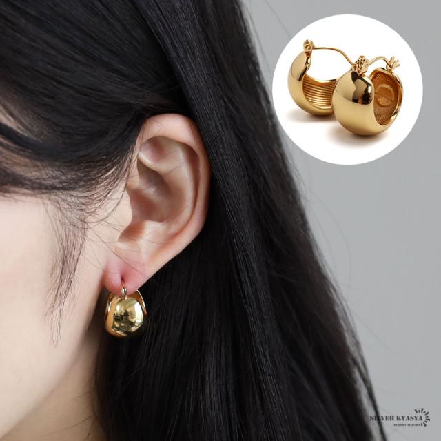安心のステンレス素材 ワイドピアス ボールピアス ゴールド 18k gp 18 