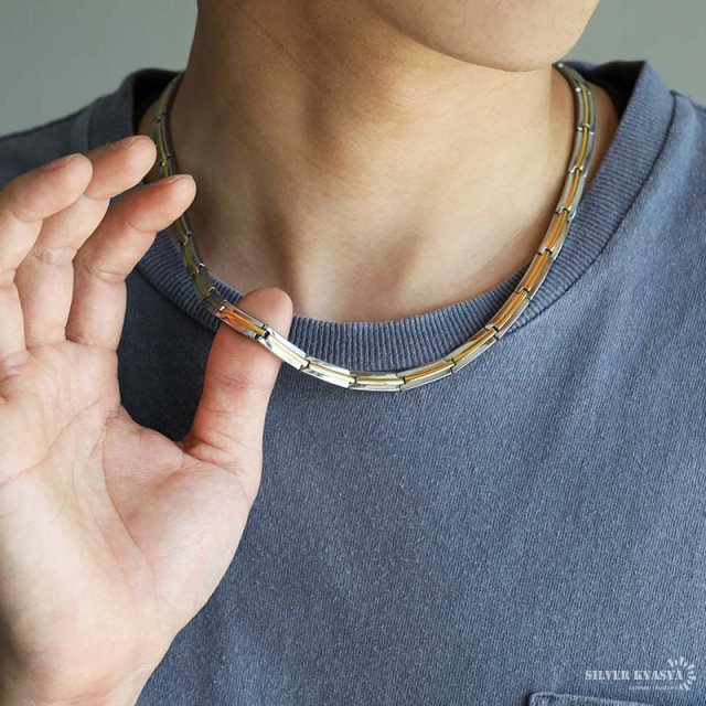 純チタン ゲルマニウム10粒 磁気ネックレス シルバー Titanium
