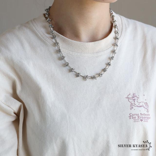 茨チェーンネックレス ステンレス 棘々チェーンネックレス
