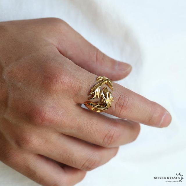 龍の指輪 ステンレス ドラゴン リング ゴールド 昇り龍 龍 指輪 透かし