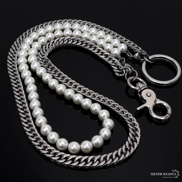 【完売品】パール　ウォレットチェーン　ネックレス　FAF 楽天市場】FAKE AS FLOWERS FAF | PEARL CHAIN (SILVER) パンツ