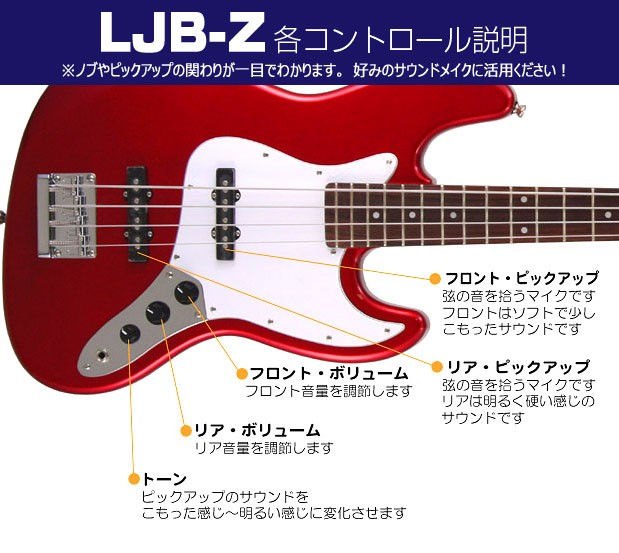 左利き ベース 初心者セット Legend LJB-Z LH 7点 ライトベーシック