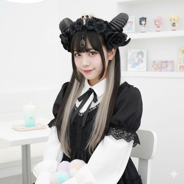送料無料 カチューシャ 羊 角 山羊 ドクロ 髑髏 骸骨 スカル 悪魔