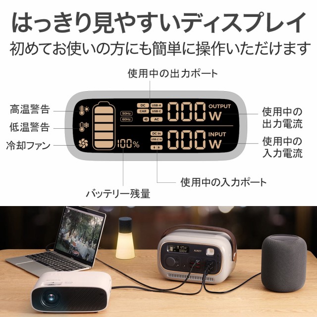 AUKEY オーキー 防災 停電 非常用電源 おしゃれ レトロ 約300Wh