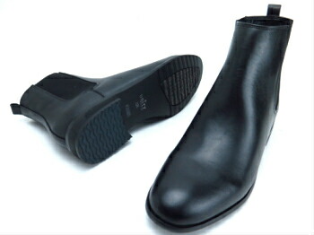 unity『ユニティ』UN7591 天然皮革 レディース サイドゴア ショートブーツ 防滑ソール  ブラック 22.5cm 23cm 23.5cm 24cm 24.5cm