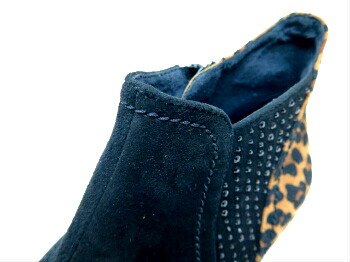 composition9 コンポジションナイン CP26790100 婦人靴 コンフォートシューズ 防滑ソール サイドゴアブーツ ショートブーツ キラキラ アニマル ヒョウ柄 革 日本製  【ブラック】【ブラックスエード/ベージュ】 22.5cm 23cm 23.5cm 24cm 24.5cm