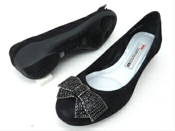 composition9 コンポジションナイン CP2726 コンフォートシューズ バレエシューズ カッター 婦人靴 リボン飾り ウエッジヒール ブラックスエード(BS) 22cm 22.5cm 23cm 23.5cm 24cm 24.5cm