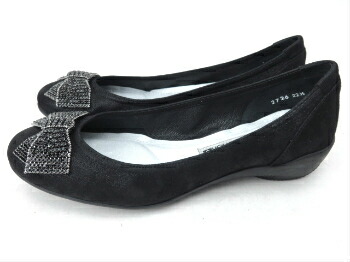 composition9 コンポジションナイン CP2726 コンフォートシューズ バレエシューズ カッター 婦人靴 リボン飾り ウエッジヒール ブラックスエード(BS) 22cm 22.5cm 23cm 23.5cm 24cm 24.5cm