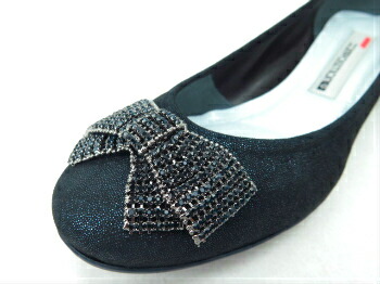 composition9 コンポジションナイン CP2726 コンフォートシューズ バレエシューズ カッター 婦人靴 リボン飾り ウエッジヒール ネイビー(NV) 22cm 22.5cm 23cm 23.5cm 24cm 24.5cm