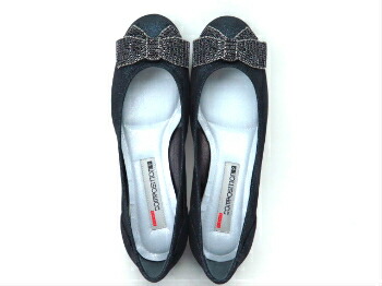 composition9 コンポジションナイン CP2726 コンフォートシューズ バレエシューズ カッター 婦人靴 リボン飾り ウエッジヒール ネイビー(NV) 22cm 22.5cm 23cm 23.5cm 24cm 24.5cm