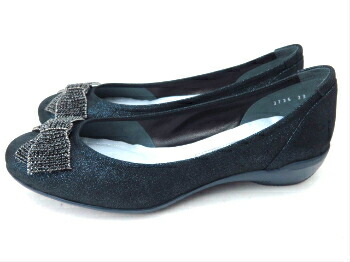 composition9 コンポジションナイン CP2726 コンフォートシューズ バレエシューズ カッター 婦人靴 リボン飾り ウエッジヒール ネイビー(NV) 22cm 22.5cm 23cm 23.5cm 24cm 24.5cm