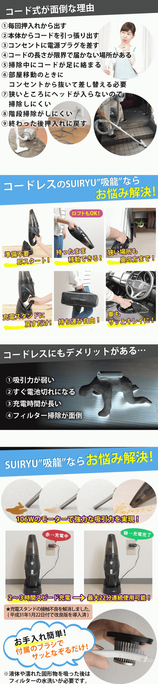 クーポン有】 ハンディクリーナー 掃除機 コードレス サイクロン 車