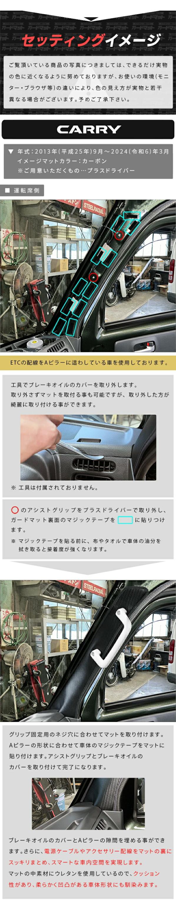 スズキキャリイスーパーキャリイDA16TAピラー用ガードマットセッティングイメージ1