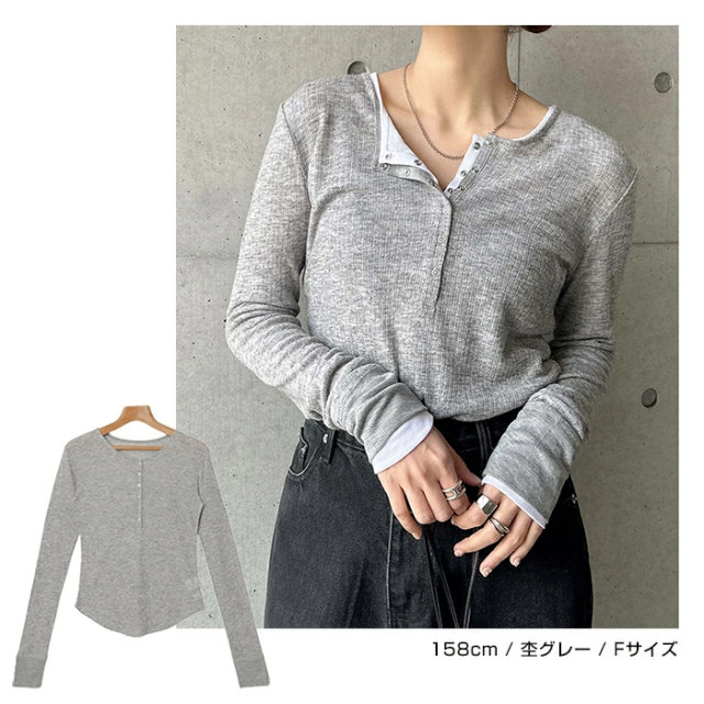 ヘンリーネック シアー トップス レディース 長袖トップス カットソー プルオーバー ロングtシャツ リブトップス 体型カバー 長袖 リブ スナップボタン 長袖tシャツ tシャツ ロンt 無地t シアー トップス 楽ちん リラックス カジュアル シンプル 春夏 秋冬 春 夏 秋 冬 t03