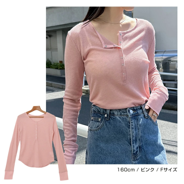 ヘンリーネック シアー トップス レディース 長袖トップス カットソー プルオーバー ロングtシャツ リブトップス 体型カバー 長袖 リブ スナップボタン 長袖tシャツ tシャツ ロンt 無地t シアー トップス 楽ちん リラックス カジュアル シンプル 春夏 秋冬 春 夏 秋 冬 t03