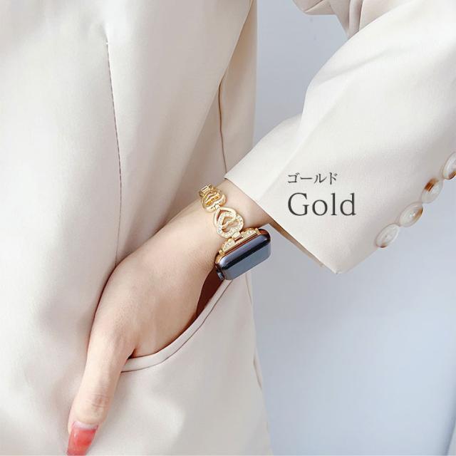 アップルウォッチ バンド 9 8 7 6 5 4 3 SE 女性 レディース キラキラ ハート かわいい ステンレス チェーン 細い Apple Watch 45mm 41mm 40mm 44mm 38mm series9 series8 series7 SE2 軽い 軽量 女の子 スターライトゴールド おしゃれ 可愛い AppleWatch スリム ピンク 21