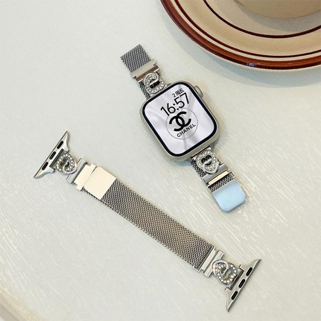 AppleWatch 9 8 7 バンド キラキラ レディース スリム おしゃれ 可愛い 40mm 41mm 44mm 45mm ミラネーゼ マグネット ステンレス series 9 8 7 6 5 4 se se2 チェーン ライトストーン 細め 軽い 磁石 送料無料 12