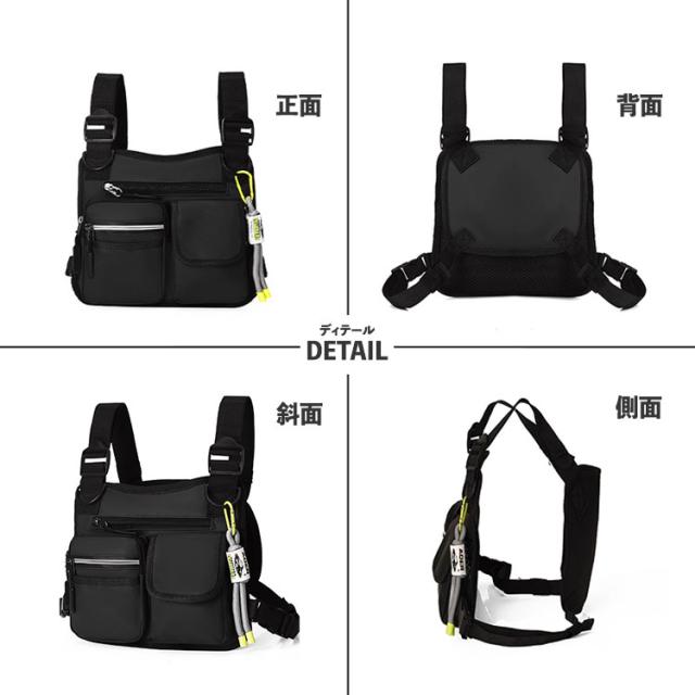 ボディバッグ メンズ 手が空く 撥水 防水 ストリート スポーツ ミリタリー スケボー 自転車 おしゃれ 手ぶら アウトドア フェス ライブ ボディ バッグ カバン 多収納 メッセンジャーバッグ バイク チョッキ ベスト リュック 便利 防災 コンパクト 夏 登山 釣り 海 13