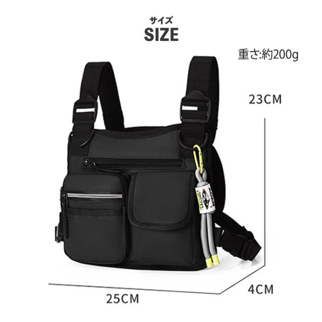 ボディバッグ メンズ 手が空く 撥水 防水 ストリート スポーツ ミリタリー スケボー 自転車 おしゃれ 手ぶら アウトドア フェス ライブ ボディ バッグ カバン 多収納 メッセンジャーバッグ バイク チョッキ ベスト リュック 便利 防災 コンパクト 夏 登山 釣り 海 15