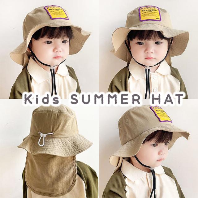 子ども ハット 帽子 夏 首の後ろまで 後頭部 熱中症対策 あご紐 1歳 2歳 3歳 4歳 男の子 女の子 赤ちゃん こども かわいい おしゃれ 子供 サマーハット プール 海 夏 日除け 外出 キッズ用 つば広 風で飛びにくい 暑さ対策 後頭部まで キッズ 子供用 可愛い 送料無料2