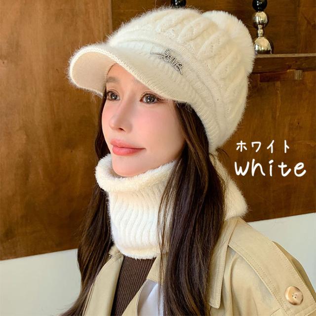 【2点セット】 ニット帽 ネックウォーマー レディース スヌード ニットキャップ 秋 冬 ボンボン 裏起毛 起毛 防寒 女性 つば付き キラキラ かわいい おしゃれ 寒さ対策 ふわふわ 帽子 キャップ アウトドア 韓国 ビーニー スキー スノーボード 送料無料 6