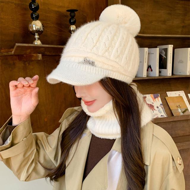 【2点セット】 ニット帽 ネックウォーマー レディース スヌード ニットキャップ 秋 冬 ボンボン 裏起毛 起毛 防寒 女性 つば付き キラキラ かわいい おしゃれ 寒さ対策 ふわふわ 帽子 キャップ アウトドア 韓国 ビーニー スキー スノーボード 送料無料 11