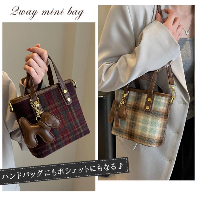 ポシェット バッグ レディース 秋冬 2way かわいい ミニバッグ ポーチ ショルダーバッグ 斜め掛け スマホポーチ スマホポシェット チェック柄 ハンドバッグ スマホショルダー 小さめ コンパクト カバン 女の子 クラシカル 上品 送料無料 2