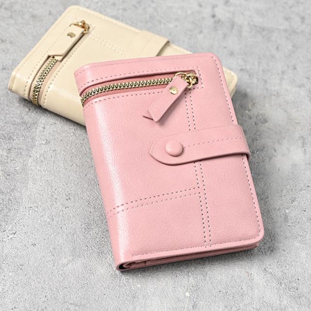 財布 レディース 二つ折り かわいい ベルト付き 軽量 おしゃれ 二つ折り財布 大容量 カード たくさん入る ファスナー レザー 革 グリーン 小銭入れ コンパクト 30代 40代 50代 使いやすい カード入れ 送料無料 15