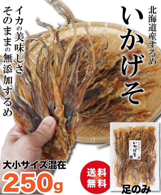 珍味 おつまみ するめ ゲソ足 250g 大小サイズ混在 無添加 いか