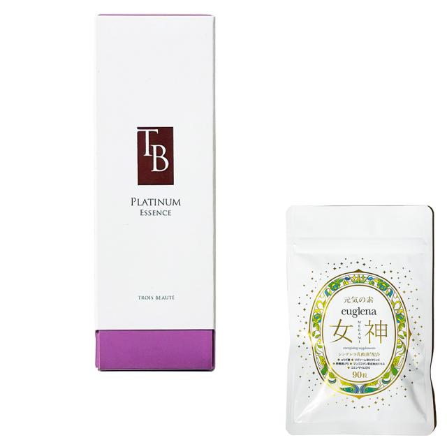 お得ユーグレナ女神粒セット＋トロワボウテ TBプラチナムエッセンス 0.8ml×28包 正規品　tb　platinum　essenceサロンで培われた数多の配合をもとにTBプラチナム美容原液シリーズ7種類を調合したTBプラチナムエッセンスが誕生!!