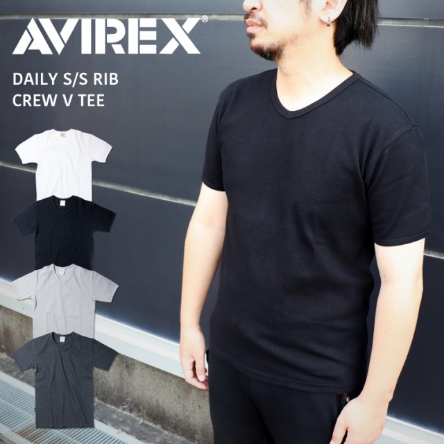 AVIREX デイリー リブ Vネック Tシャツ アビレックス メンズ DAILY S/S