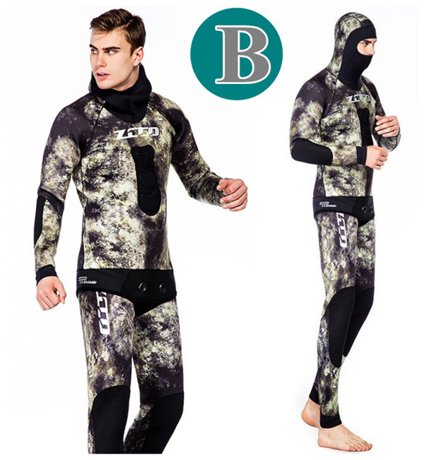 ウェットスーツ 3.5mm フード付き 2ピース ダイビング スピアフィッシング スキューバ フルスーツ マリンスポーツ シュノーケル 魚突き 手銛