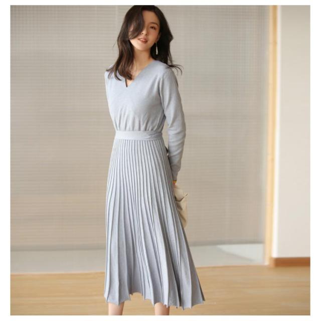 全9色×4サイズ！ニットワンピース カシュクール ニット
