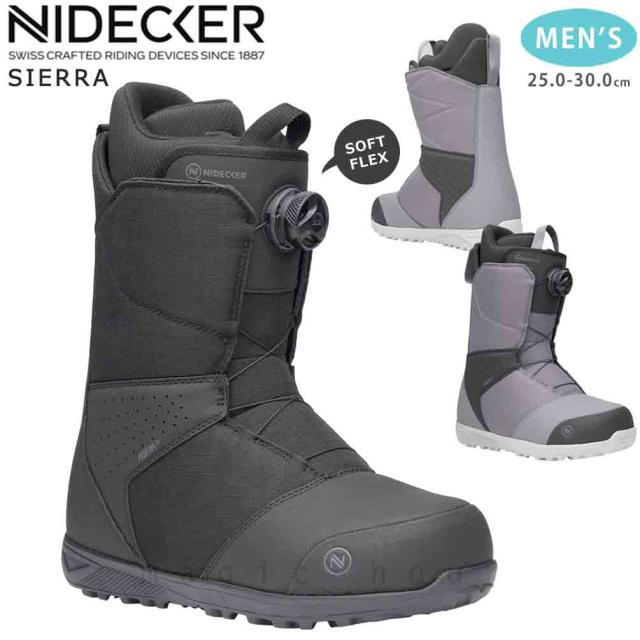 スノーボード ブーツ メンズ NIDECKER ナイデッカー SIERRA ダイヤル ダイアル式 25-26 ソフトフレックス 大きいサイズ 25cm - 30.0cm 黒 ブラック グレー 男性