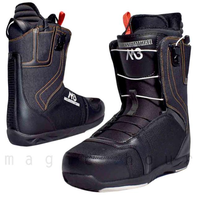 スノーボード ブーツ メンズ レディース M3 ミレニアムスリー COMMAND クイックレース 22-23 ソフトフレックス 大きいサイズ 22.5cm - 29cm 黒 ブラック デニム