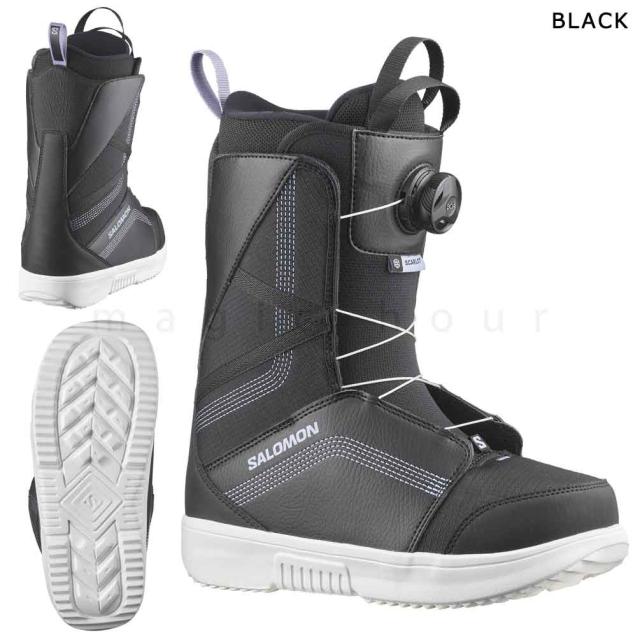スノーボード ブーツ レディース boa SALOMON サロモン SCARLET BOA ダイヤル ダイアル式 ブランド 25-26 ソフトフレックス 柔らかい 22cm - 25.5cm 黒 お洒落