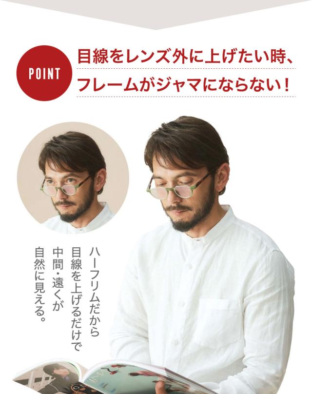 送料無料 老眼鏡 カラフルック ハーフリムタイプ 男性用 女性用 シニアグラス リーディンググラス メンズ レディース 全5色 バネ蝶番