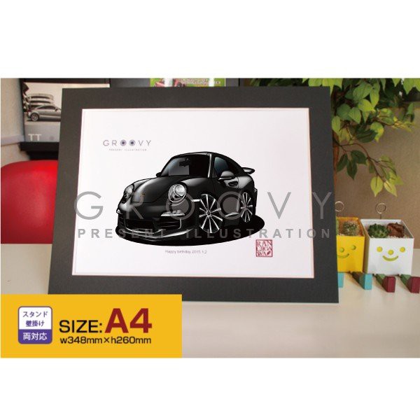 期間限定特別価格 車好き プレゼント ポルシェ 911 カレラ991型 車 イラスト A4版 キーケース