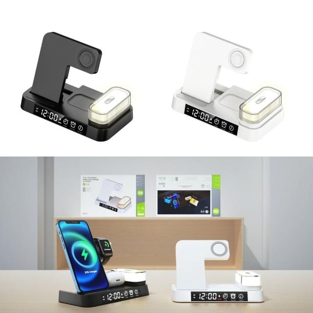 アラーム搭載充電器 スマートライト 6in1多機能時計 ワイヤレス充電