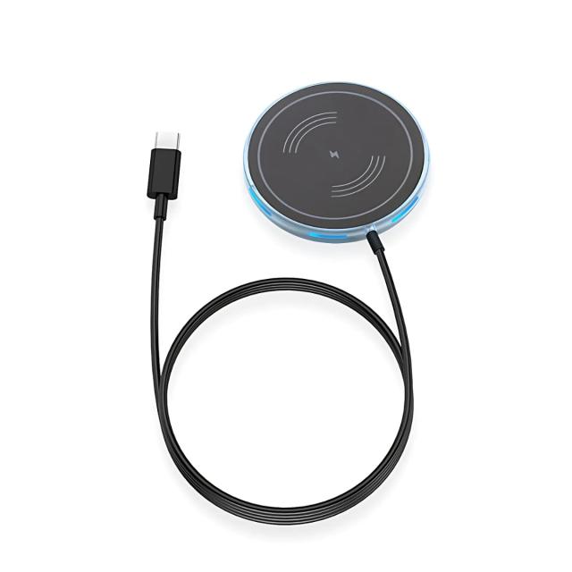 Magsafe ワイヤレス充電器 iPhone充電器 15W出力 急速充電 ケース対応 LEDライト搭載 マグネット吸着 薄型 軽量デザイン 安全充電 過熱保護 過電圧保護 持ち運び便利