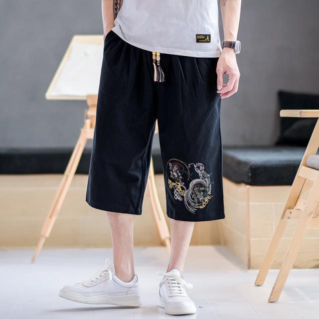 ワイドパンツ メンズハーフパンツ 麻7ぶたけ 夏ズボン大きいサイズ012 ワイドパンツ メンズ 夏 7分丈パンツ 8分丈 リネン