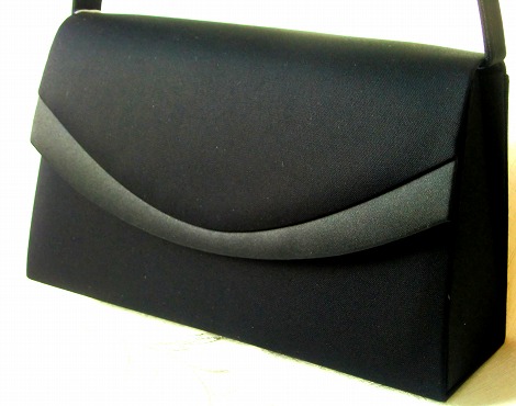 日本製　サテン切り替え　フォーマルバッグ